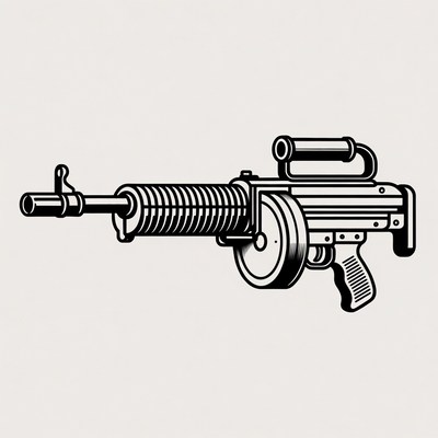 Black line art machine gun