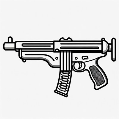 MP40 Submachine Gun Illustration