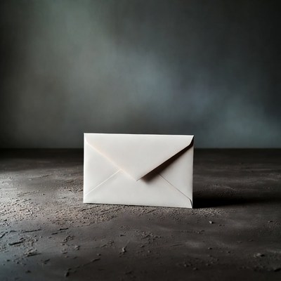 White envelope on dark textured surface