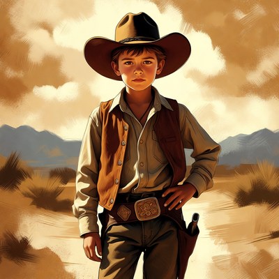 Young cowboy boy with holster