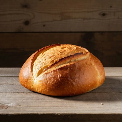 Fresh round bread loaf