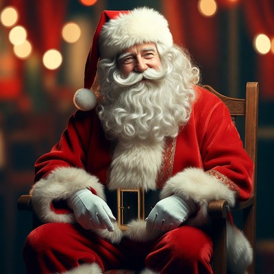 Smiling Santa Claus in Red Suit
