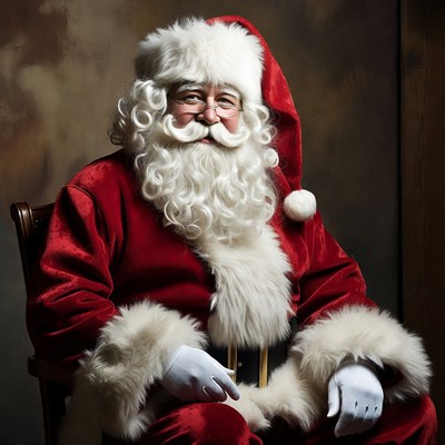 Santa Claus sitting in red chair