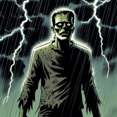 Frankenstein Monster in Lightning Storm