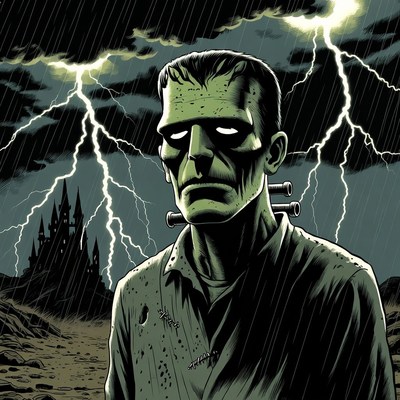 Frankenstein Monster in Lightning Storm