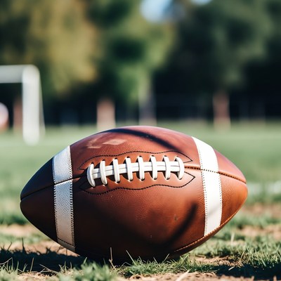 Football on grassy field