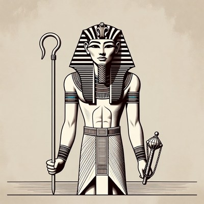 Egyptian Pharaoh Holding Crook and Flail