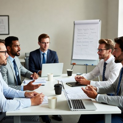 Businessmen in corporate meeting