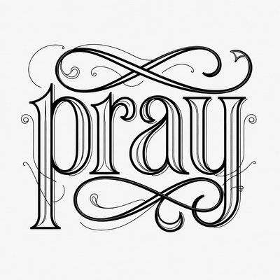 Ornate Pray Typography Illustration