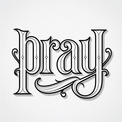 Ornate Pray Typography Illustration