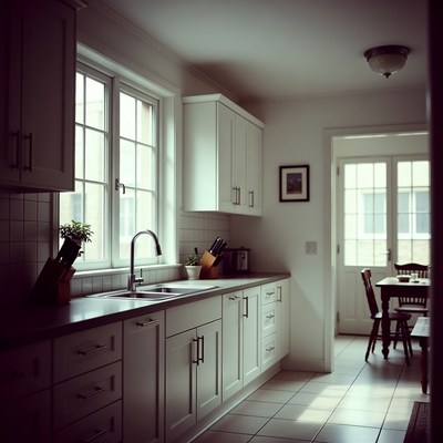Modern white kitchen interior
