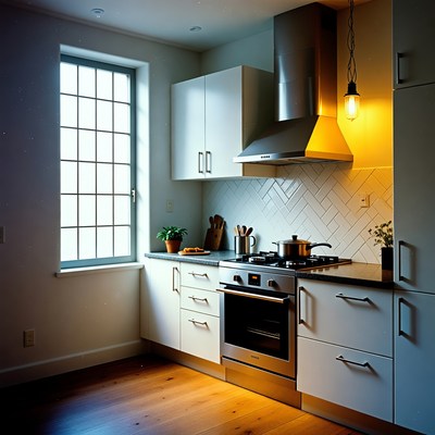 Modern white kitchen interior