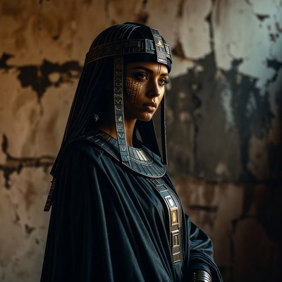 Egyptian woman in pharaoh headdress