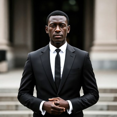 African-American man in black suit