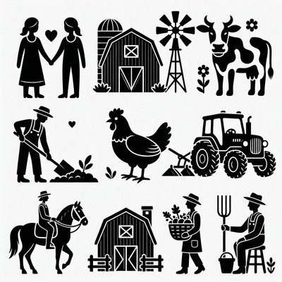 Farm Life Silhouette Icons