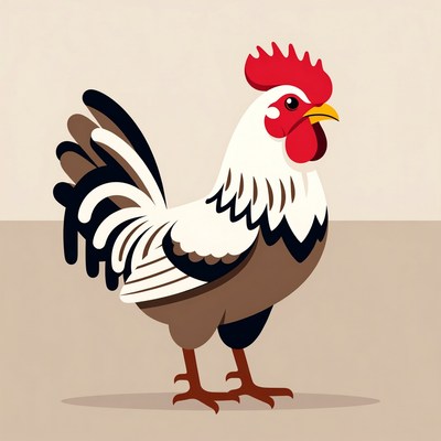 Cartoon Rooster Standing