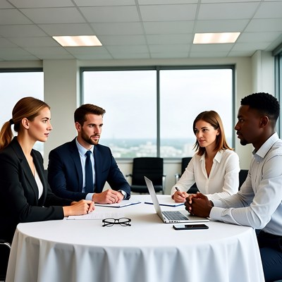 Diverse team in business meeting
