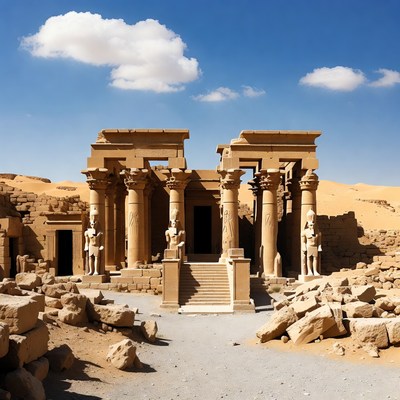Ancient Egyptian Temple in Desert