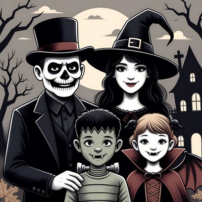 Halloween Monster Family Illustration
