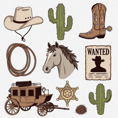Western Cowboy Clipart Icons