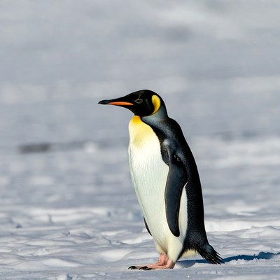 King Penguin Standing on Snow