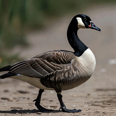 Canada Goose Standing in Marsh