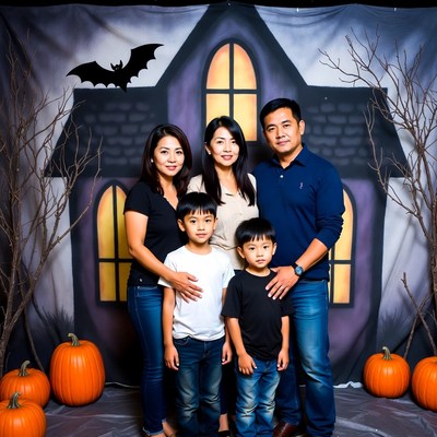 Asian family Halloween photo