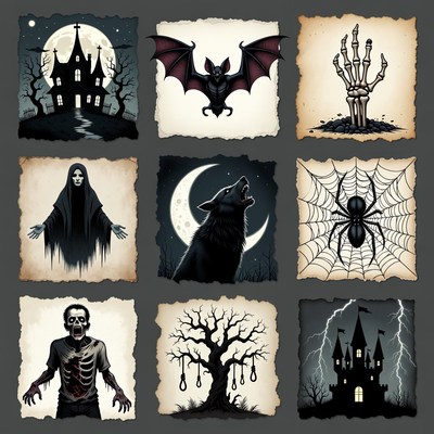 Halloween Horror Icons Collage