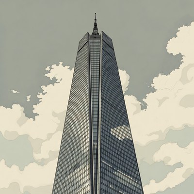 Tall Skyscraper Against Cloudy Sky