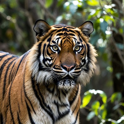 Tiger in jungle foliage