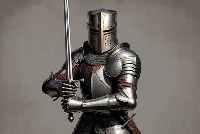 Medieval knight holding sword