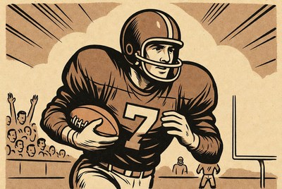 Football player running with ball