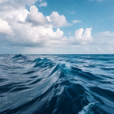 Ocean Waves Under Cloudy Sky