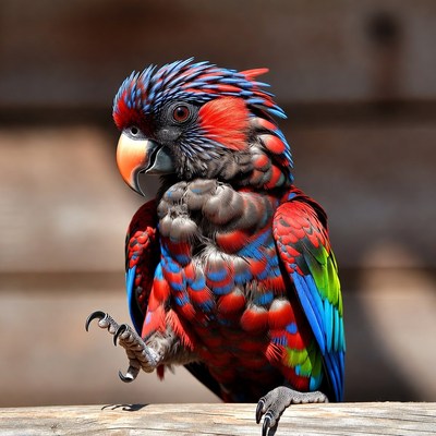 Colorful Red Lory Parrot on Perch