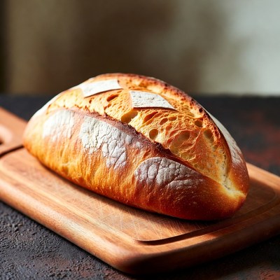 Fresh Artisan Bread on Wooden Board