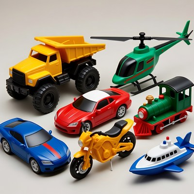 Colorful Toy Vehicles Collection