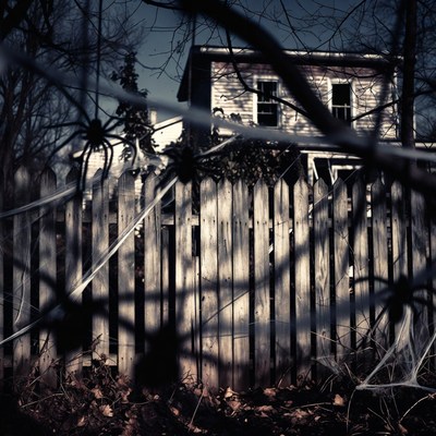 Haunted House Behind Spooky Fence