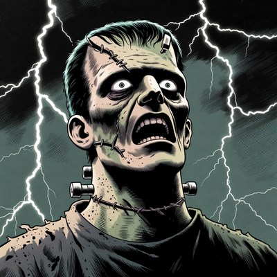 Frankenstein Monster in Lightning Storm
