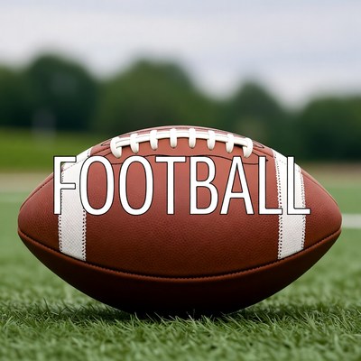 Football on Grass with Text