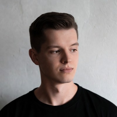 Young man with short brown hair