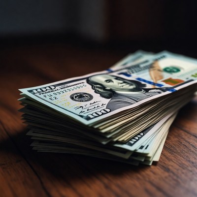 Stack of US Hundred Dollar Bills