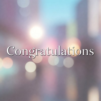 Congratulations Text with Bokeh Background