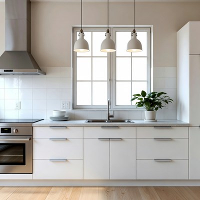 Modern white kitchen interior