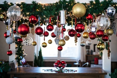 Colorful Christmas Ornaments Hanging Garland