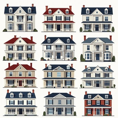 Variety of Colorful Houses Illustration