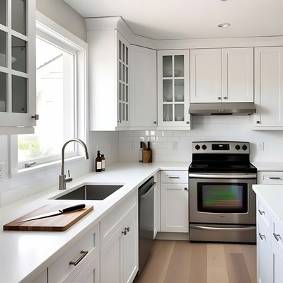 Modern White Kitchen with Appliances