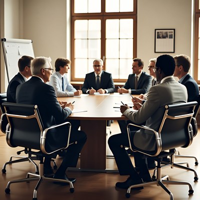 Businessmen in corporate meeting