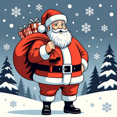 Santa Claus with sack of gifts