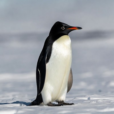 Emperor Penguin Standing on Snow