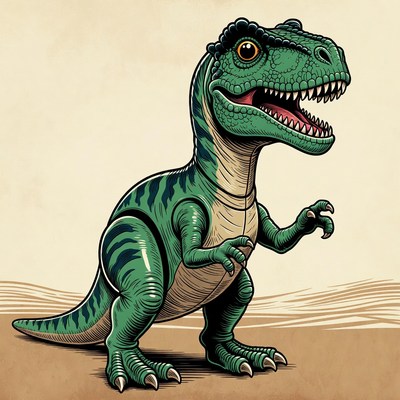 Cute green T-Rex toy dinosaur